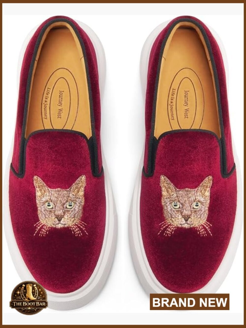 Velvet Embroidered Sneakers Slip-On Platform Comfortable Casual Work Shoes